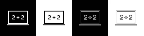 Setzen Sie Das Tafelsymbol Isoliert Auf Schwarzem Und Weißem Hintergrund — Stockvektor