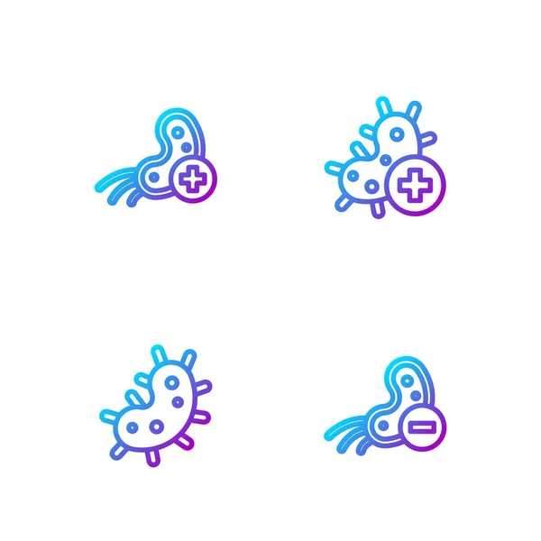 Establecer Línea Virus Negativo Virus Positivo Iconos Color Degradado Vector — Archivo Imágenes Vectoriales