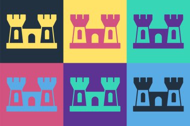 Pop Art Sand Kalesi simgesi renk arkaplanında izole edildi. Vektör.