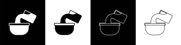 Siyah Beyaz Arkaplanda Saucepan Simgesini Ayır Pişiriyorum Haşlama Güveç Besin — Stok Vektör
