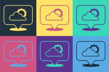 Pop Art Konum Bulutu simgesi renk arkaplanında izole edildi. Vektör.