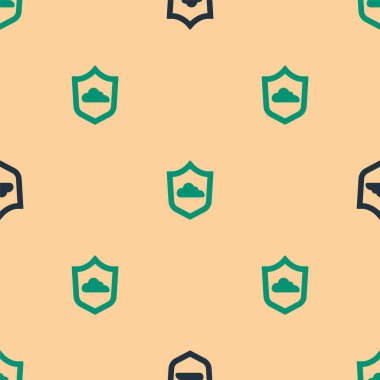 Yeşil ve siyah hava tahmini ikonu bej arka planda izole edilmiş pürüzsüz desen. Vektör.