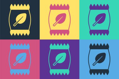 Pop Art gübre poşeti ikonu renk arkaplanında izole edilmiş. Vektör.