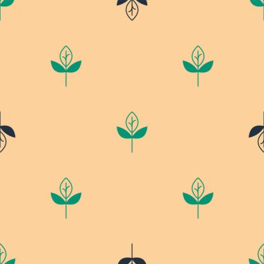 Yeşil ve siyah Yaprak simgesi yeşil ve siyah arkaplanı izole etti. İşaret bırakıyor. Taze doğal ürün sembolü. Vektör.