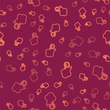 Kahverengi çizgi aşçı şapkası simgesi kırmızı arka planda pürüzsüz desen izole etti. Aşçılık sembolü. Aşçı şapkası. Vektör.