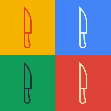Pop Art Line Bıçak simgesi renk arkaplanında izole edildi. Çatal bıçak sembolü. Vektör.
