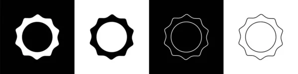 Establecer Icono Sol Aislado Sobre Fondo Blanco Negro Vector — Vector de stock