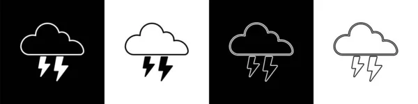 Setzen Sie Storm Symbol Isoliert Auf Schwarzem Und Weißem Hintergrund — Stockvektor