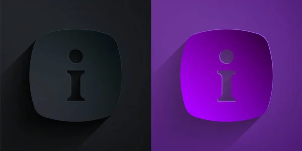 Informationssymbol Isoliert Auf Schwarzem Auf Violettem Hintergrund Papierkunst Vektor — Stockvektor
