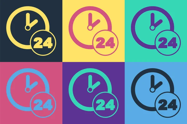 Pop Art Reloj Horas Icono Aislado Fondo Color Todo Día — Vector de stock