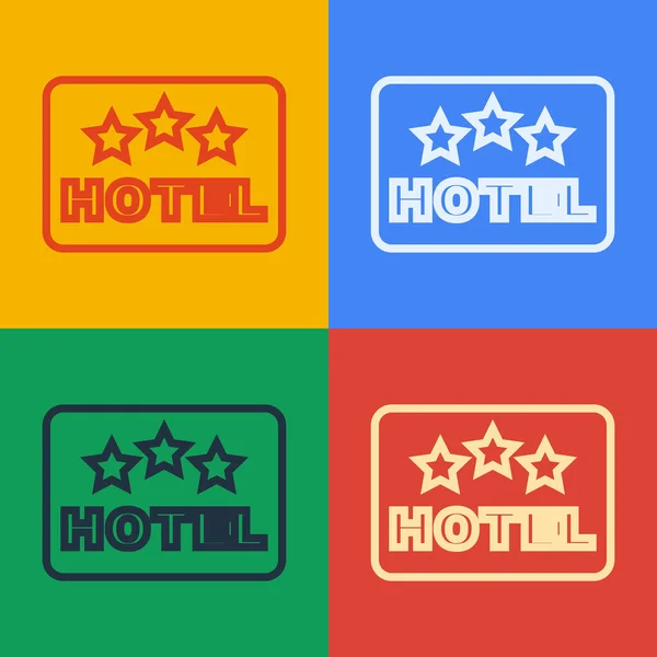 Pop Art Linie Aushängeschild Außenwerbung Mit Text Hotel Symbol Isoliert — Stockvektor