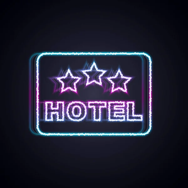 Zářící Neon Line Signboard Venkovní Reklama Textem Ikona Hotelu Izolované — Stockový vektor