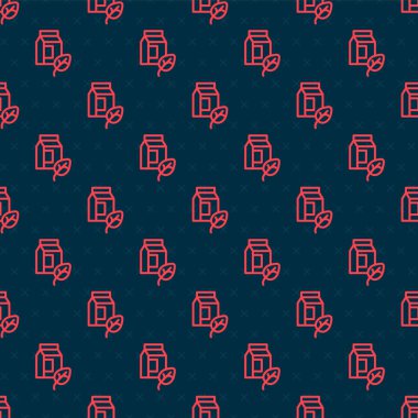 Kırmızı çizgi Vegan süt ikonu Kırmızı çizgi arkaplanını izole etti. Vejetaryen ürünü. Vektör.