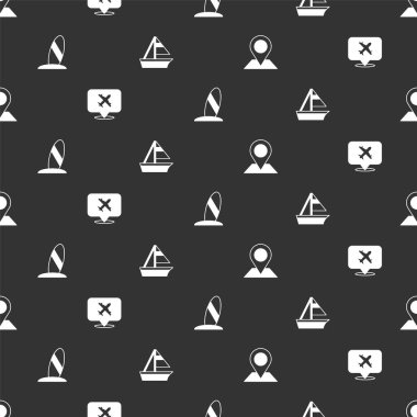 Konumu, konuşma baloncuğunu uçakla, sörf tahtasıyla ve yat teknesiyle kusursuz bir şekilde ayarlayın. Vektör