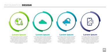 Yağmur, güneş ve hava tahmini ile su damlası yüzdesini ayarla, Bulut. Ticari bilgi şablonu. Vektör