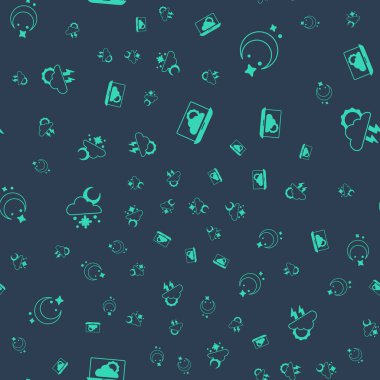 Hava durumunu, Ay 'ı ve yıldızları, kar güneşli bulutları ve fırtınayı kusursuz bir şekilde ayarlayın. Vektör