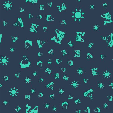 Araba egzozunu, Güneş 'i, buzulun erimesini ve yüzen şamandırayı kusursuz bir şekilde denizde tut. Vektör