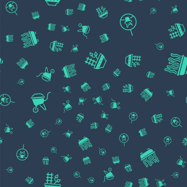 Bitkiyi çömleğe koy, as, çamurlu ve pürüzsüz desenli el arabası. Vektör