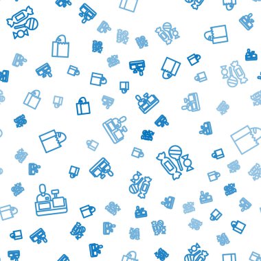 Kasiyer, kasiyer, şeker ve kağıt torba ve ekmeksiz ekmek. Vektör