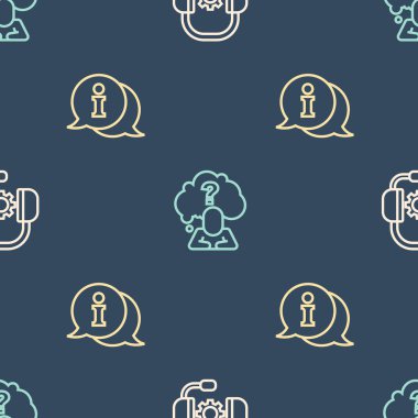 Hat kulaklığı, bilgi ve soru işareti ile kusursuz şablonu ayarlayın. Vektör