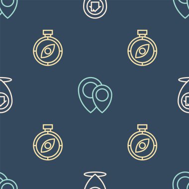 Hat konumunu ev, pusula ve kusursuz desen ile ayarla. Vektör