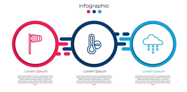 Set Line Cone Windsock Wind Vane Meteorology Thermometer Cloud Rain — Stock Vector
