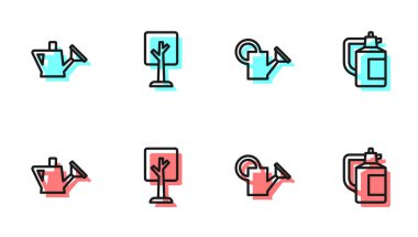 Suni gübre ikonu için sıra Sulama Kutusu, Orman ve Bahçe spreyi. Vektör