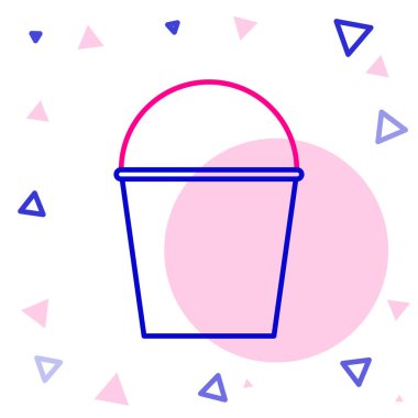 Beyaz arkaplanda çizgi ateş kovası simgesi izole edildi. Metal kova boş ya da ateşle savaşmak için su var. Renkli taslak konsepti. Vektör İllüstrasyonu.