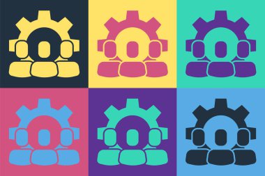 Pop Art Project ekip taban simgesi renk arkaplanında izole edildi. İş analizi ve planlama, danışmanlık, takım çalışması, proje yönetimi. Vektör.