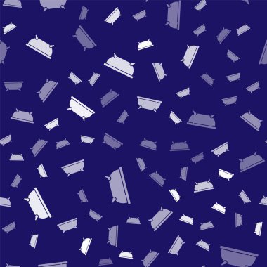 Beyaz Küvet ikonu mavi arka planda izole edilmiş pürüzsüz desen. Vektör.