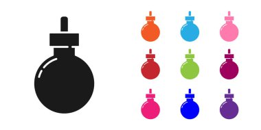 Siyah Bomba, beyaz arka planda izole edilmiş ikonu patlatmaya hazır. Mutlu Cadılar Bayramı Partisi. Simgeleri renklendirin. Vektör.