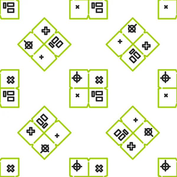 Ligne Trésor Icône Carte Isolé Motif Sans Couture Sur Fond — Image vectorielle