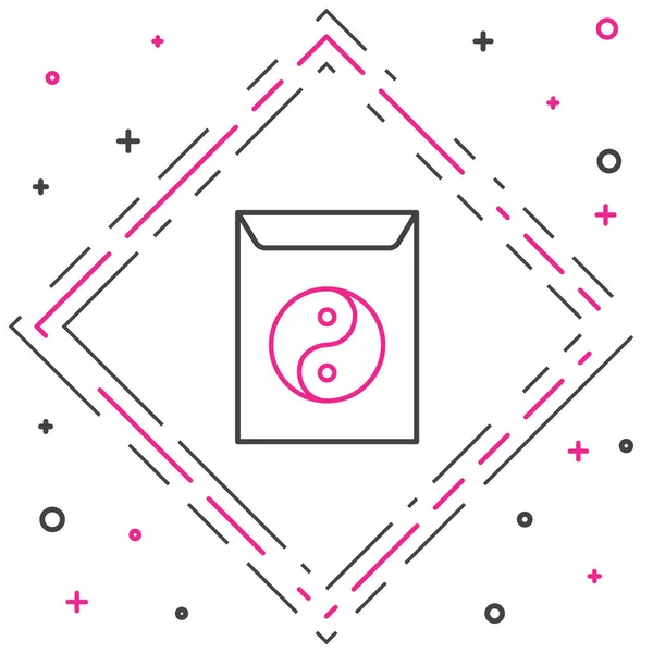 Ligne Yin Yang Icône Enveloppe Isolée Sur Fond Blanc Symbole — Image vectorielle