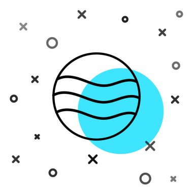 Siyah çizgi gezegen simgesi beyaz arkaplanda izole edildi. Rastgele dinamik şekiller. Vektör.