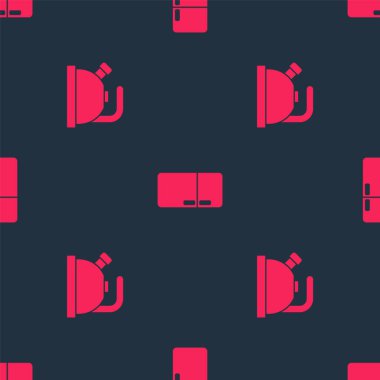 Kettle 'ı sapı ve buzdolabı ile kusursuz desene ayarlayın. Vektör