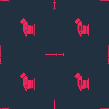 Sihirbaz şapkası ve değneği kusursuz desene ayarlayın. Vektör