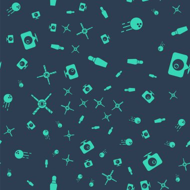 Bowling pimi, top, çapraz bilardo ıstakaları ve kusursuz desenli konum ayarlayın. Vektör