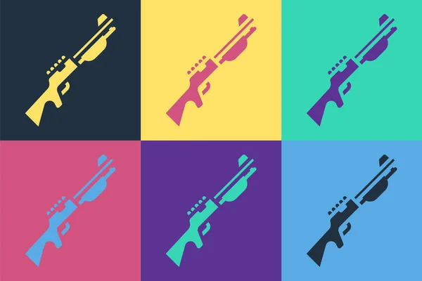 Pop Art Hunting Gun Icon Isolated Color Background Hunting Shotgun — Stock Vector