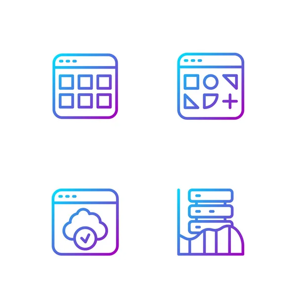 ラインサーバー データ Webホスティング クラウド技術データ転送 ブラウザファイルと異なる設定します グラデーションのアイコン ベクトル — ストックベクタ