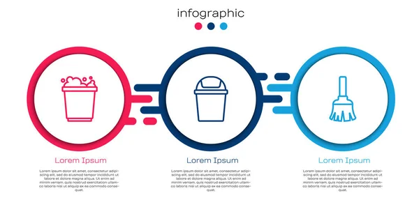Eimer Mit Schaumstoff Mülleimer Und Feder Besen Geschäftsinfografische Vorlage Vektor — Stockvektor