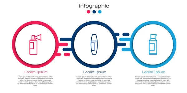 Set Linie Parfüm Mascara Bürste Und Spraydose Für Haarspray Geschäftsinfografische — Stockvektor