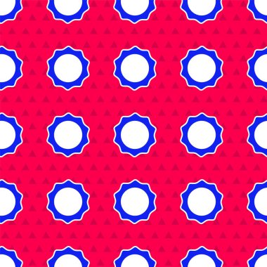 Mavi Güneş simgesi kırmızı arkaplanda izole edilmiş. Vektör.