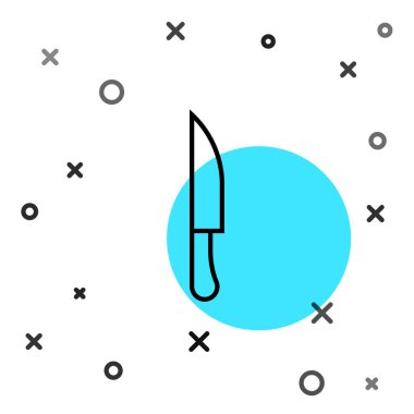 Siyah çizgi bıçak simgesi beyaz arkaplanda izole edildi. Çatal bıçak sembolü. Rastgele dinamik şekiller. Vektör.