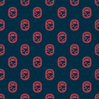 Kırmızı çizgi uçak pencere simgesi siyah arkaplanda izole edilmiş. Uçak lombozu. Vektör.