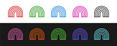 Çizgi Gökkuşağı simgesini siyah beyaz arkaplanda izole et. Vektör.