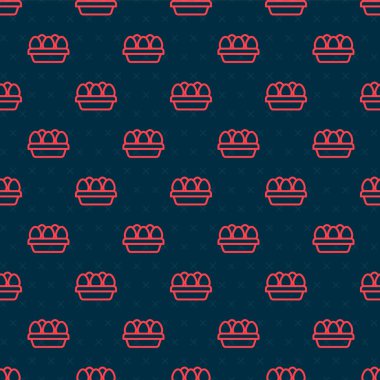 Kırmızı çizgili tavuk yumurtası, siyah arka planda izole edilmiş. Vektör.