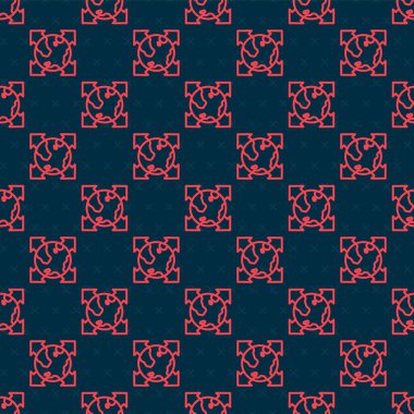 Pusula simgesine sahip kırmızı çizgi Dünya küresi siyah arkaplanda kusursuz desen izole etti. Vektör.