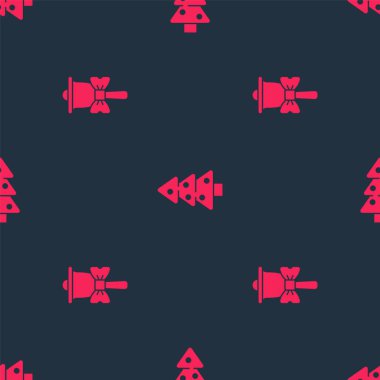 Mutlu Noel çanları ve ağaçlarını kusursuz bir şablona ayarla. Vektör