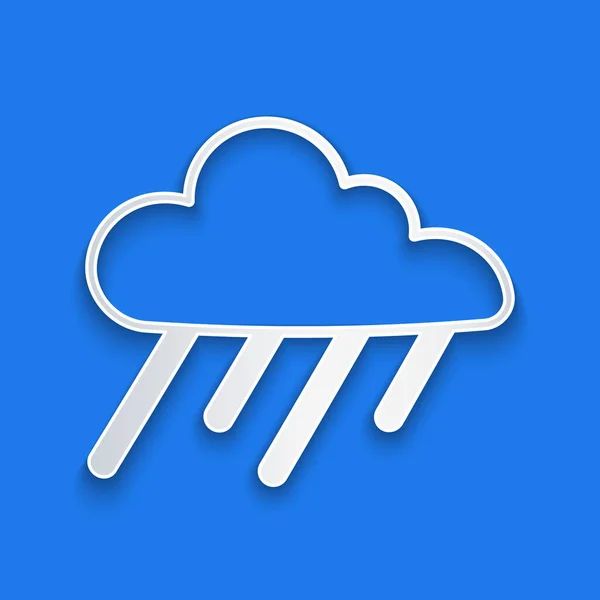 Papiergeschnittene Wolke Mit Regensymbol Auf Blauem Hintergrund Regenwolken Mit Regentropfen — Stockvektor