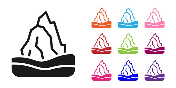Schwarzes Iceberg Symbol Isoliert Auf Weißem Hintergrund Setzen Sie Symbole — Stockvektor